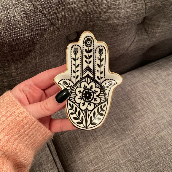 Hamsa trinket ring jewelry dish. Mandala hobo tray - Picture 13 of 15